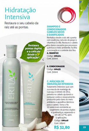 Hidratação intensiva - shampoo e condicionador cabelos secos e danificados e mascara de hidratação intensiva